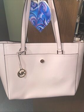 Michael Kors Light Pink Leather Tote with Gold Accents